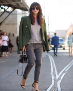 Chic styled jacket and khaki. Perfect Weekend dressing 